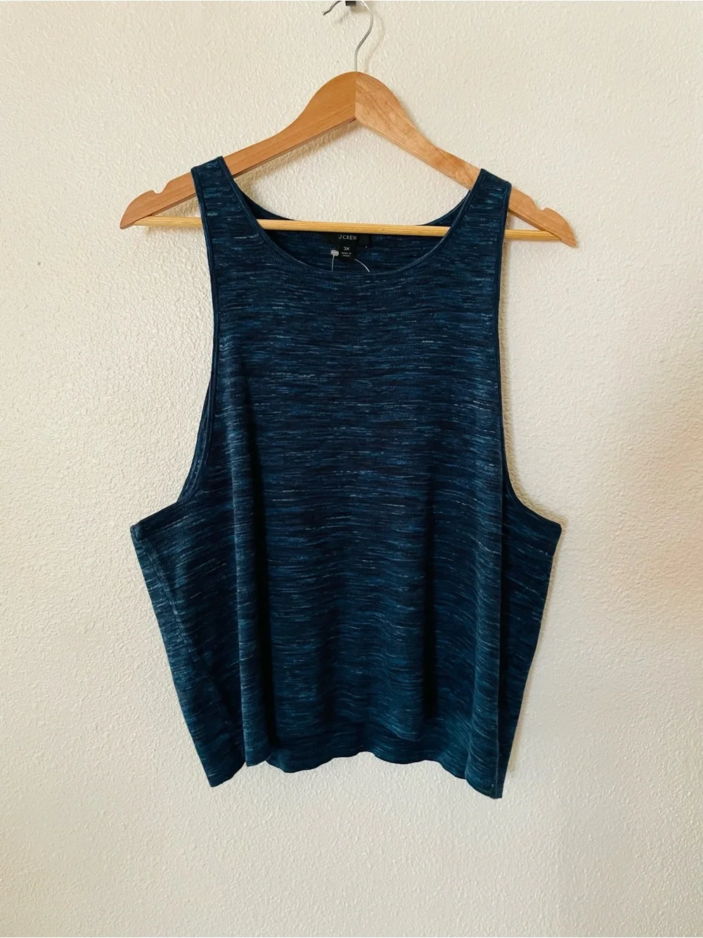 J.Crew NWT Space-dyed racerback sweater-tank Size 3X Plus Linen Cotton Navy
